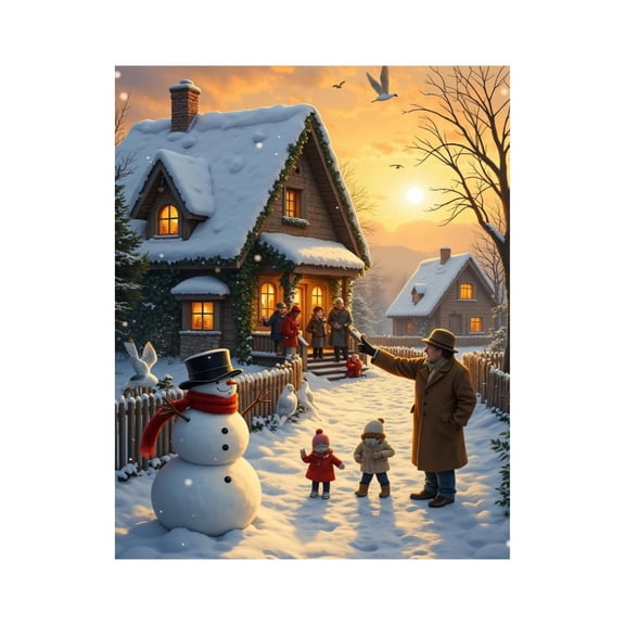 Paint by Numbers Kit for Adults, Winter Family Gathering Snow Scene Paint by Numbers, Easy Paint by Numbers Kit for Adults Beginner, DIY Adult Paint by Number Kits on Canvas, 12x16in Home Decor