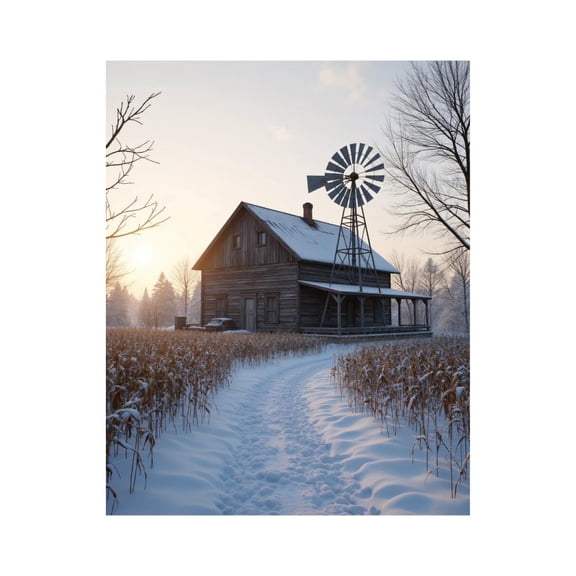 Paint by Numbers Kit for Adults, Winter Farmhouse Snowy Path Windmill Paint by Numbers, Easy Paint by Numbers Kit for Adults Beginner, DIY Adult Paint by Number Kits on Canvas, 12x16in Home Decor