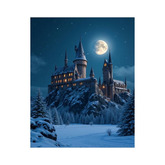 Paint by Numbers Kit for Adults, Winter Night Castle Moonlit Sky Paint by Numbers, Easy Paint by Numbers Kit for Adults Beginner, DIY Adult Paint by Number Kits on Canvas, 12x16in Home Decor