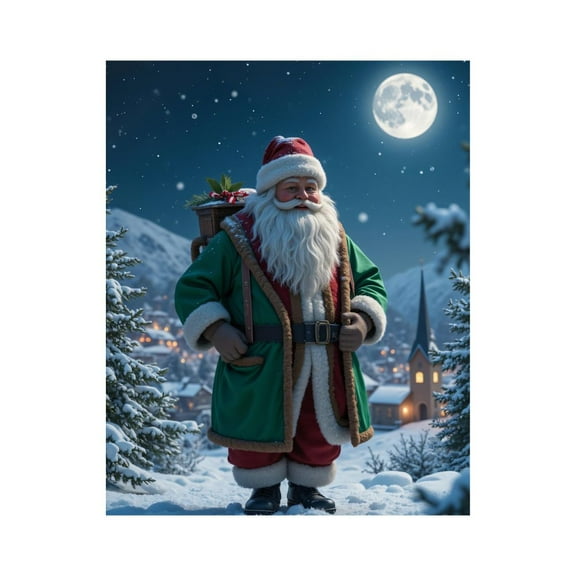 Paint by Numbers Kit for Adults, Winter Night Santa Snow Scene Paint by Numbers, Easy Paint by Numbers Kit for Adults Beginner, DIY Adult Paint by Number Kits on Canvas, Home Decor