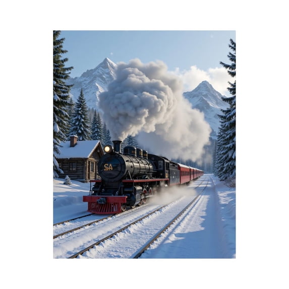 Paint by Numbers Kit for Adults, Winter Train Snowy Landscape Paint by Numbers, Easy Paint by Numbers Kit for Adults Beginner, DIY Adult Paint by Number Kits on Canvas, Home Decor