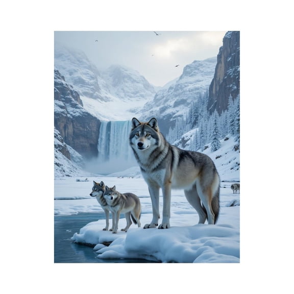 Paint by Numbers Kit for Adults, Winter Wolves Near Majestic Waterfall Paint by Numbers, Easy Paint by Numbers Kit for Adults Beginner, DIY Adult Paint by Number Kits on Canvas, Home Decor