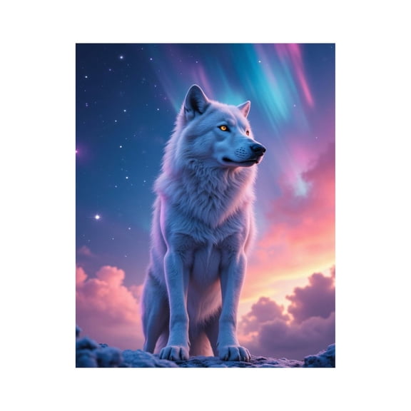 Paint by Numbers Kit for Adults, Wolf Aurora Night Sky Scene Paint by Numbers, Easy Paint by Numbers Kit for Adults Beginner, DIY Adult Paint by Number Kits on Canvas, 12x16in Home Decor