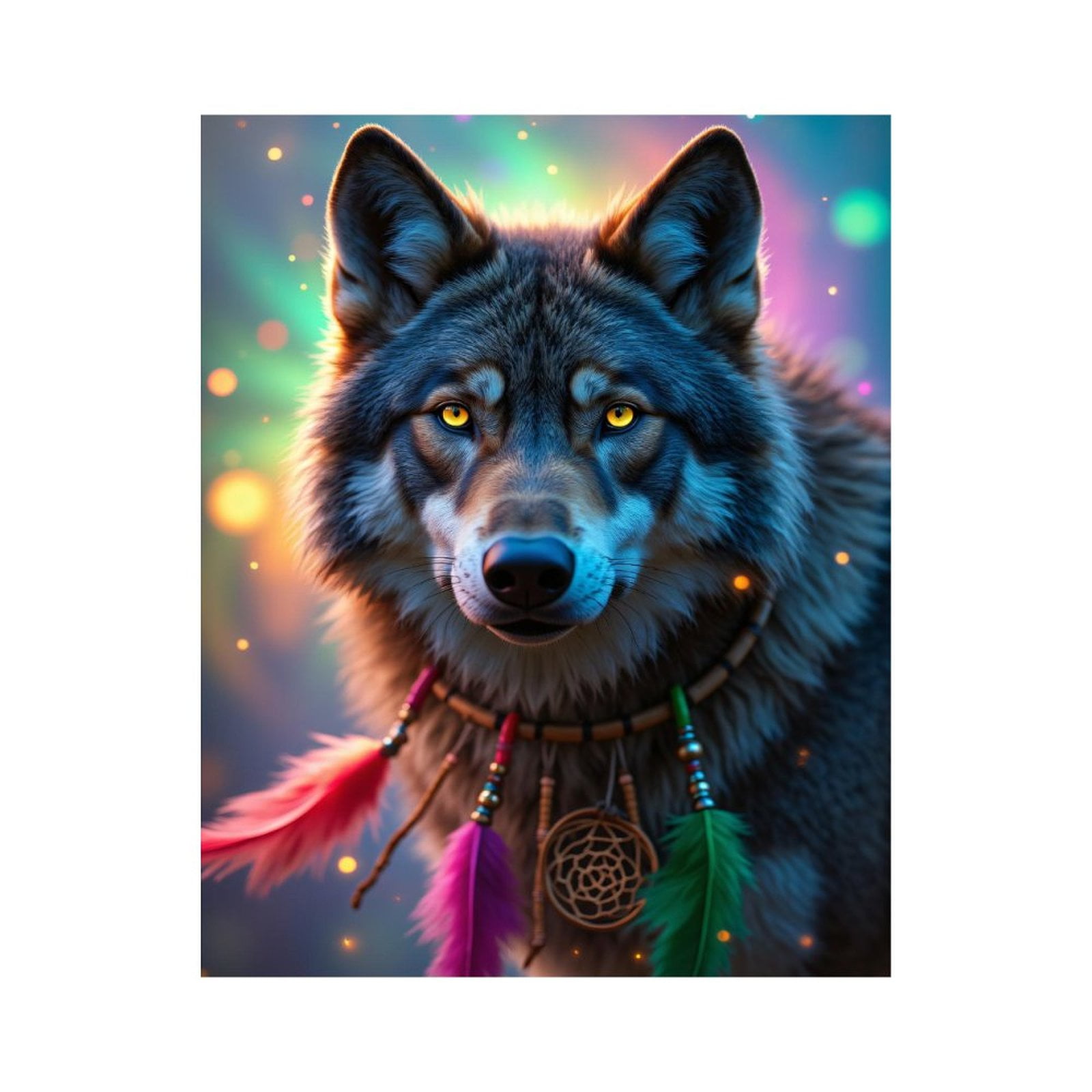 Paint by Numbers Kit for Adults, Wolf Dreamcatcher Fantasy Colors Paint by Numbers, Easy Paint by Numbers Kit for Adults Beginner, DIY Adult Paint by Number Kits on Canvas, 12x16in Home Decor