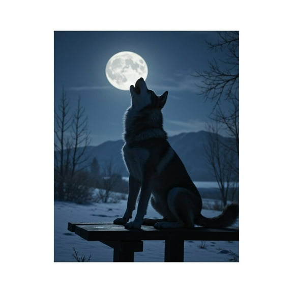 Paint by Numbers Kit for Adults, Wolf Howling Under Full Moon Paint by Numbers, Easy Paint by Numbers Kit for Adults Beginner, DIY Adult Paint by Number Kits on Canvas, Home Decor