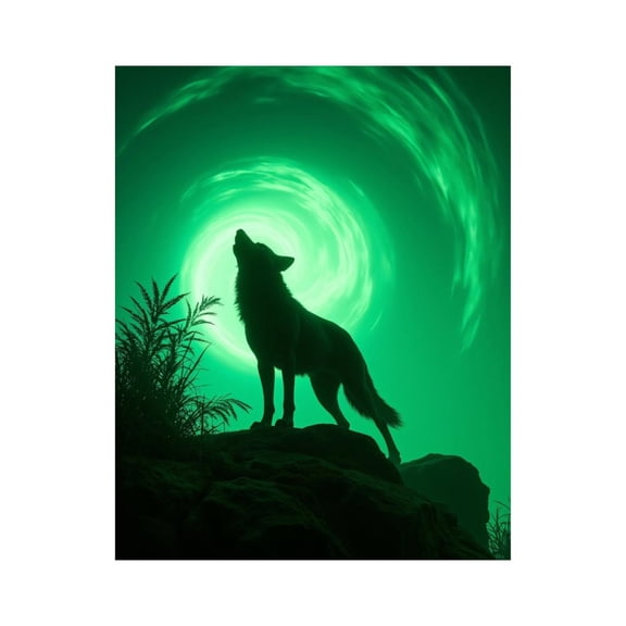 Paint by Numbers Kit for Adults, Wolf Howling Green Moonlight Aura Paint by Numbers, Easy Paint by Numbers Kit for Adults Beginner, DIY Adult Paint by Number Kits on Canvas, Home Decor