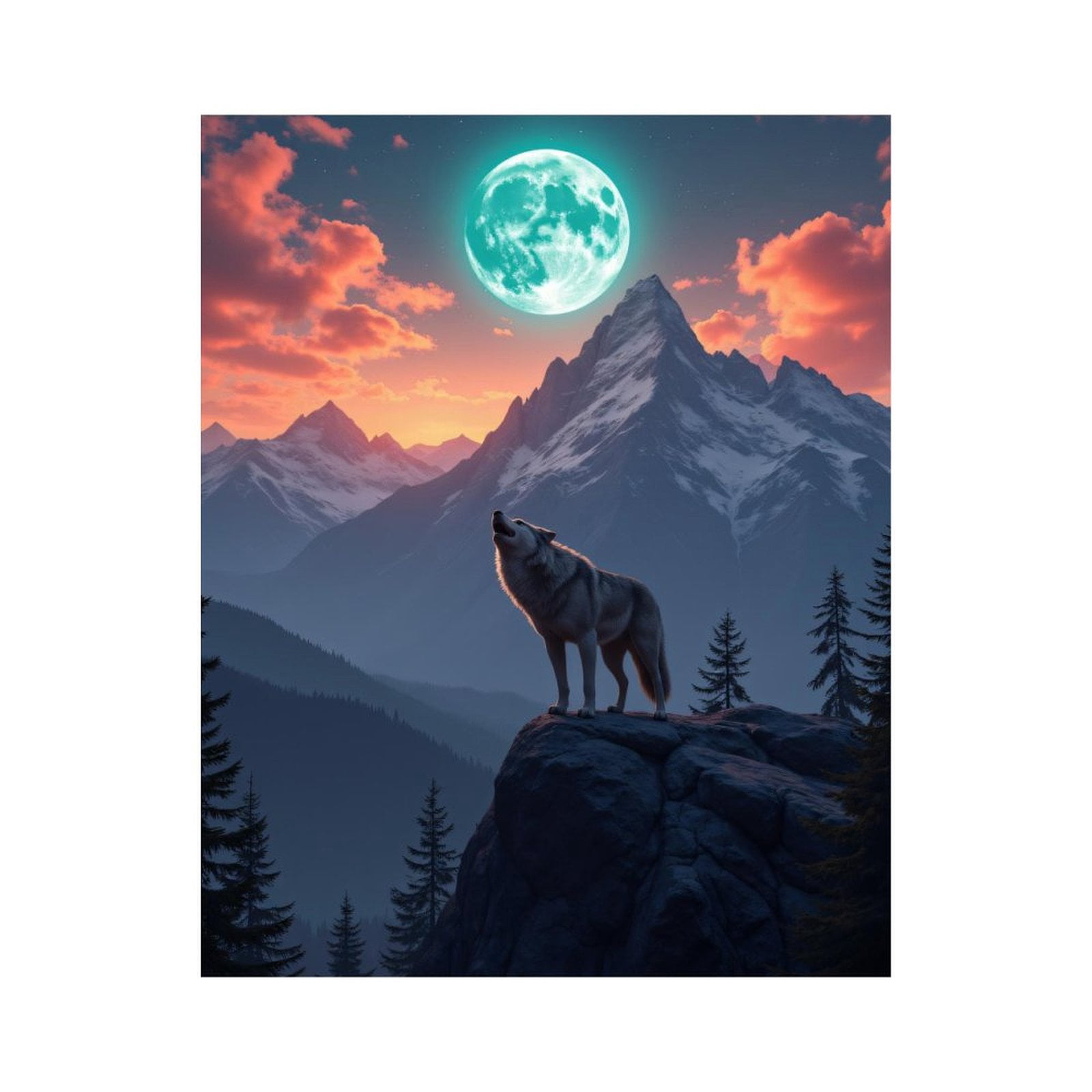Paint by Numbers Kit for Adults, Wolf Howling Mountain Glowing Moon Paint by Numbers, Easy Paint by Numbers Kit for Adults Beginner, DIY Adult Paint by Number Kits on Canvas, Home Decor
