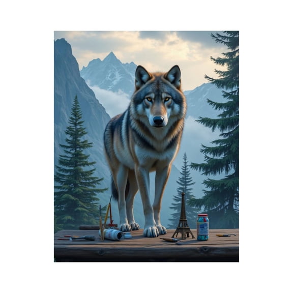 Paint by Numbers Kit for Adults, Wolf Mountain Art Supplies Table Paint by Numbers, Easy Paint by Numbers Kit for Adults Beginner, DIY Adult Paint by Number Kits on Canvas, Home Decor