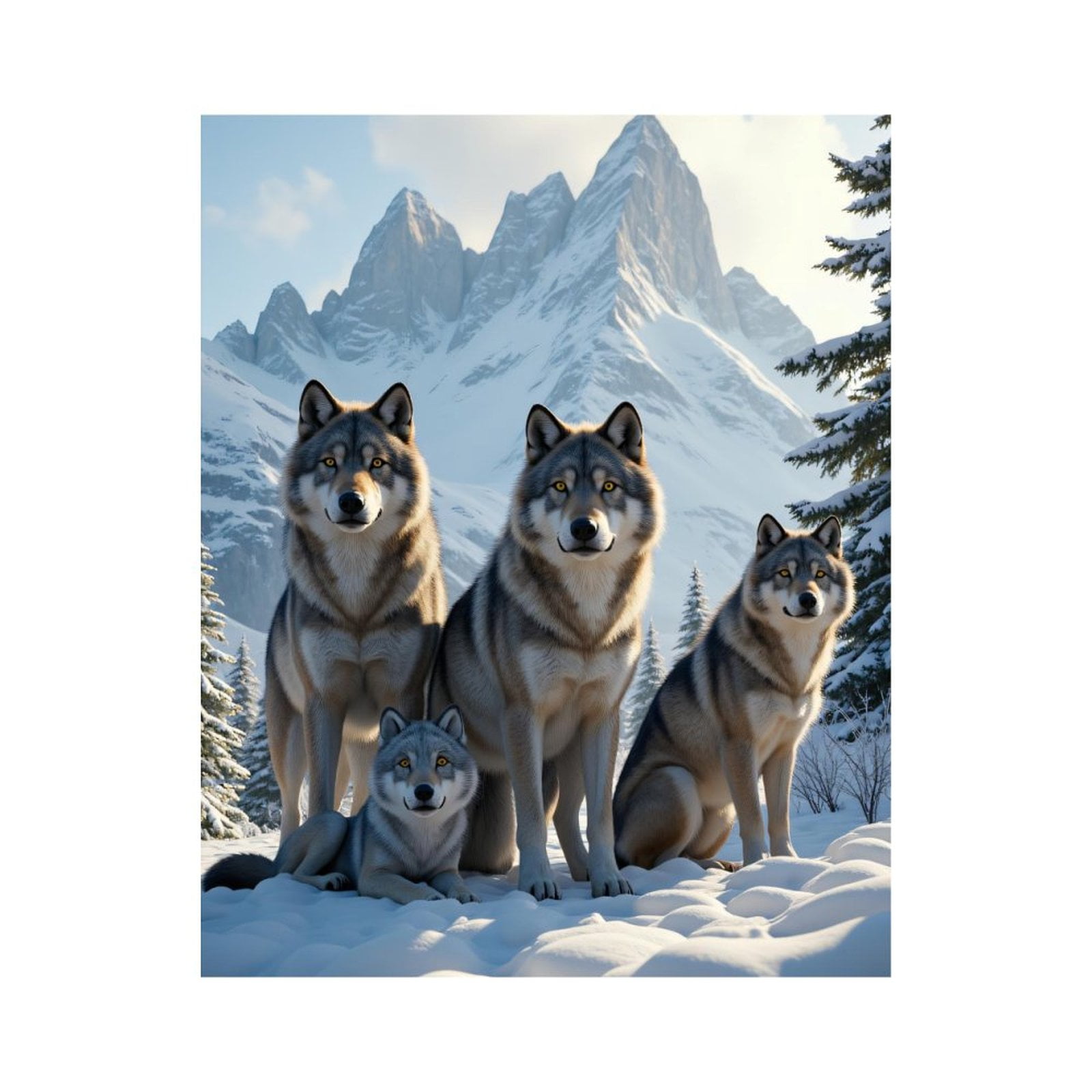 Paint by Numbers Kit for Adults, Wolf Pack Snowy Mountain Scenery Paint by Numbers, Easy Paint by Numbers Kit for Adults Beginner, DIY Adult Paint by Number Kits on Canvas, Home Decor