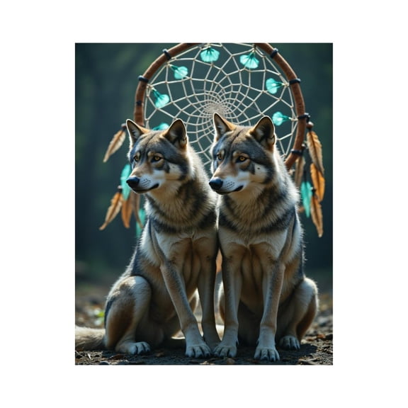 Paint by Numbers Kit for Adults, Wolves Dreamcatcher Forest Scene Paint by Numbers, Easy Paint by Numbers Kit for Adults Beginner, DIY Adult Paint by Number Kits on Canvas, 12x16in Home Decor