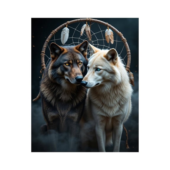 Paint by Numbers Kit for Adults, Wolves Dreamcatcher Serenity Forest Paint by Numbers, Easy Paint by Numbers Kit for Adults Beginner, DIY Adult Paint by Number Kits on Canvas, 12x16in Home Decor