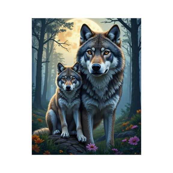 Paint by Numbers Kit for Adults, Wolves Forest Moonlight Scenery Paint by Numbers, Easy Paint by Numbers Kit for Adults Beginner, DIY Adult Paint by Number Kits on Canvas, Home Decor