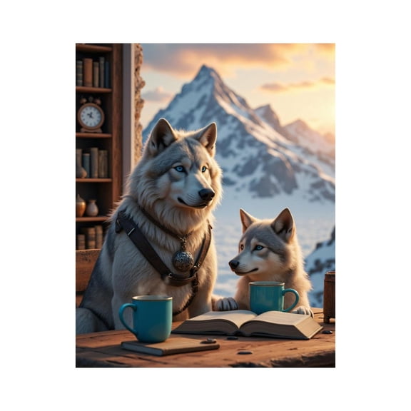 Paint by Numbers Kit for Adults, Wolves Reading Mountain View Paint by Numbers, Easy Paint by Numbers Kit for Adults Beginner, DIY Adult Paint by Number Kits on Canvas, Home Decor