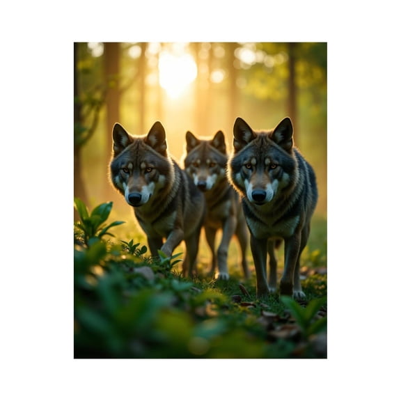 Paint by Numbers Kit for Adults, Wolves In Sunlit Forest Pathway Paint by Numbers, Easy Paint by Numbers Kit for Adults Beginner, DIY Adult Paint by Number Kits on Canvas, Home Decor