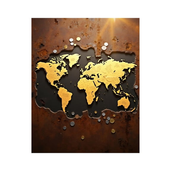 Paint by Numbers Kit for Adults, World Map Coins Art Design Paint by Numbers, Easy Paint by Numbers Kit for Adults Beginner, DIY Adult Paint by Number Kits on Canvas, 12x16in Home Decor