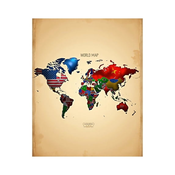 Paint by Numbers Kit for Adults, World Map Flags Global Artwork Paint by Numbers, Easy Paint by Numbers Kit for Adults Beginner, DIY Adult Paint by Number Kits on Canvas, Home Decor