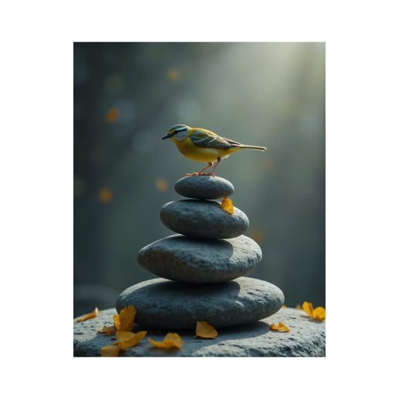 Paint by Numbers Kit for Adults, Yellow Bird Stone Balance Autumn Leaves Paint by Numbers, Easy Paint by Numbers Kit for Adults Beginner, DIY Adult Paint by Number Kits on Canvas, Home Decor