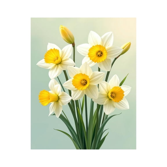 Paint by Numbers Kit for Adults, Yellow White Daffodil Bouquet Spring Paint by Numbers, Easy Paint by Numbers Kit for Adults Beginner, DIY Adult Paint by Number Kits on Canvas, Home Decor