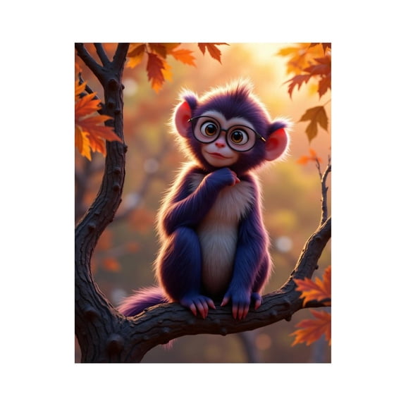 Paint by Numbers Kit for Adults, Young Monkey With Glasses In Tree Paint by Numbers, Easy Paint by Numbers Kit for Adults Beginner, DIY Adult Paint by Number Kits on Canvas, Home Decor