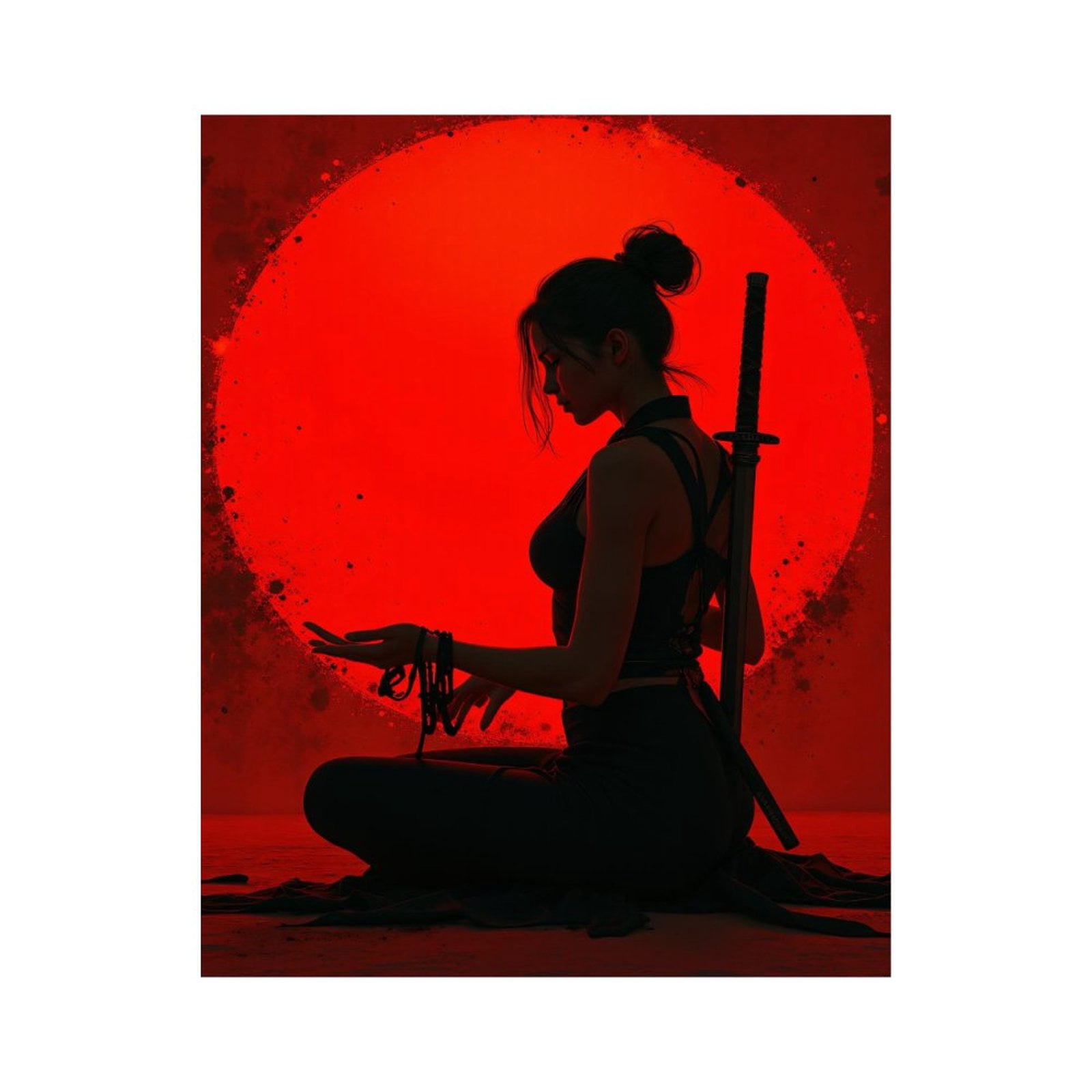 Paint by Numbers Kit for Adults, Zen Woman Silhouette Samurai Meditation Paint by Numbers, Easy Paint by Numbers Kit for Adults Beginner, DIY Adult Paint by Number Kits on Canvas, Home Decor