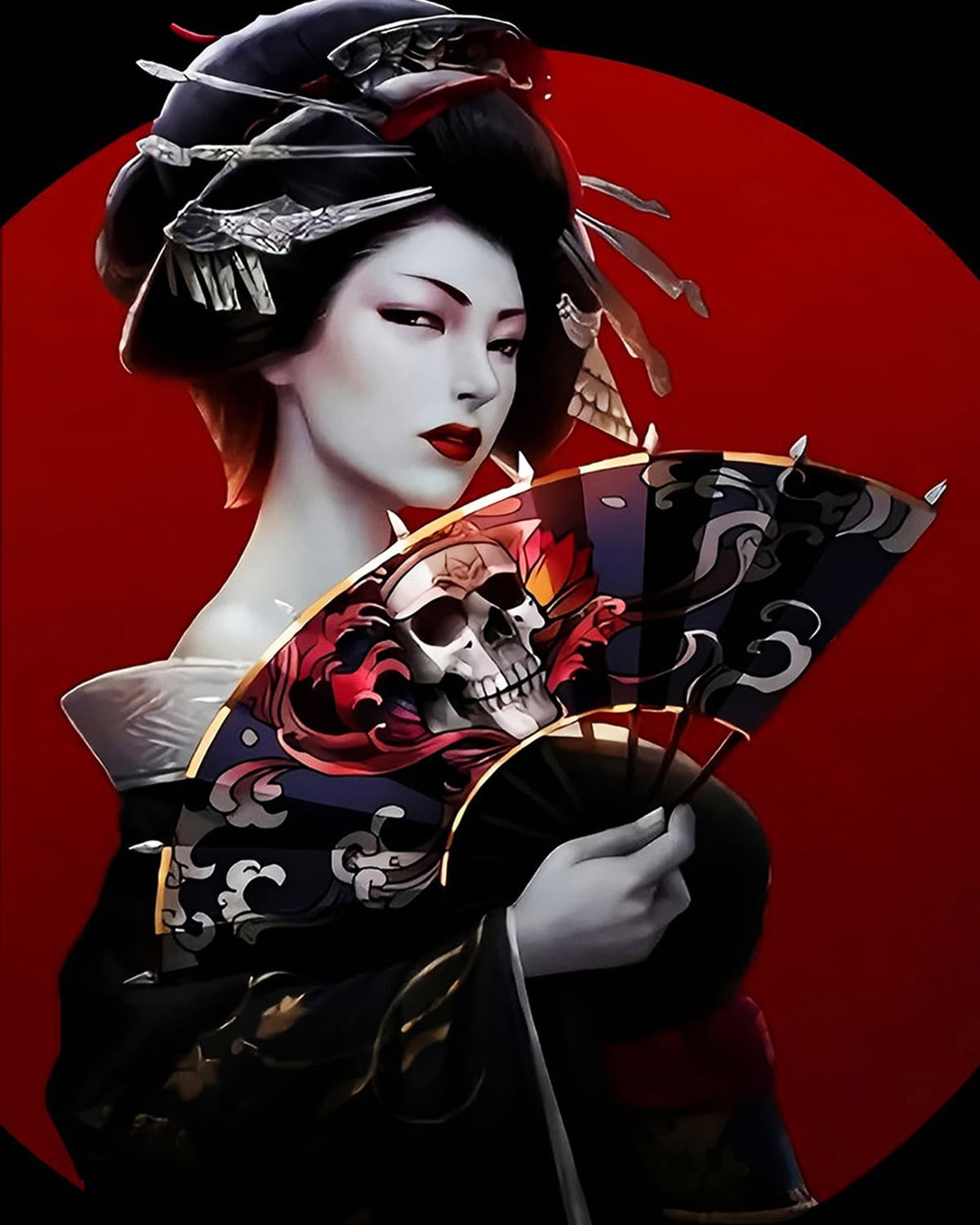 Geisha Numbers Graph Paint by Numbers Kits for Adults-Anime Japanese Girl Kimono Geisha (119 ...