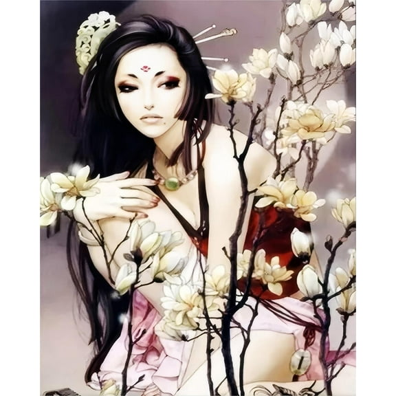 Paint by Numbers Kits for Adults-Anime Japanese Girl Kimono Geisha (28)- Beginners Digital Oil Paint by Number for Adults Easy Canvas for Home Wall Decoration and Gifts 16X20 inch-