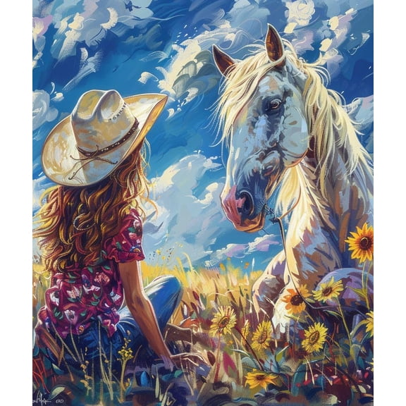 Paint by Numbers Kits for Adults - Girl and Horse - Beginners Digital Oil Paint by Number for Adults Easy Canvas for Home Wall Decoration and Gifts 16X20 inch-