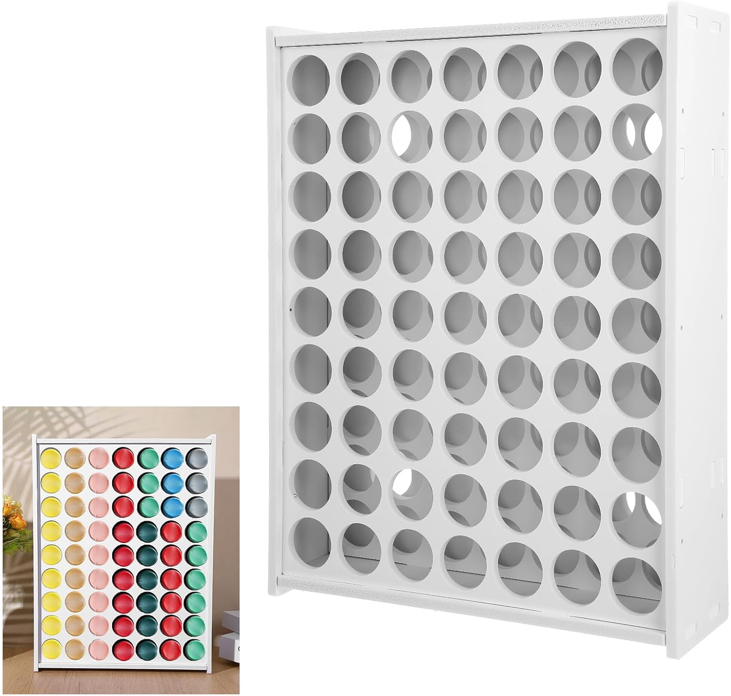 Paint Organizer, 63 Holes Acrylic Paint Organizer, Craft Storage and Apple Barrel Vertical Storage, for 2oz Craft Paints, Wall-Mounted