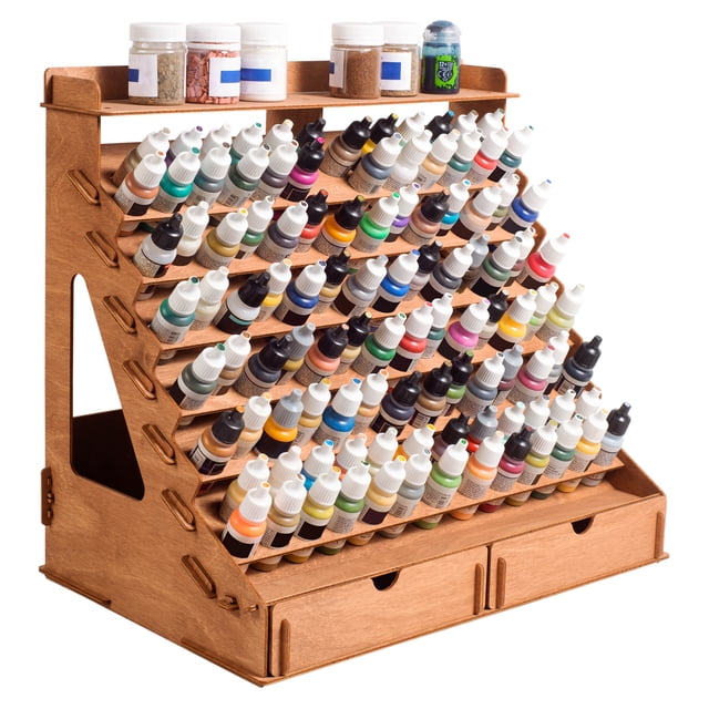 Paint Organizer: Holds 105 Bottles & 14 Brushes | Includes 6 Miniature ...