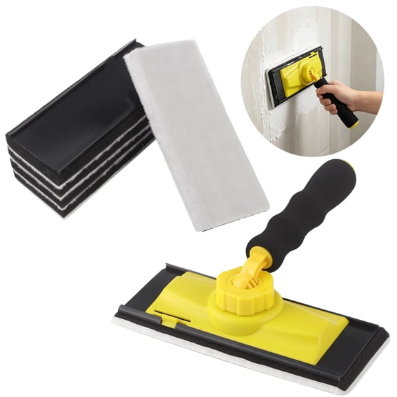 6 Pcs Paint Pad Set, 9 Inch Rotating Handle Applicator with 5 Replacement Brush Heads, Smooth & Uniform Coating Tool for Edging and Trimming, Ideal for Walls, Wood Decks, Sheds, Fences