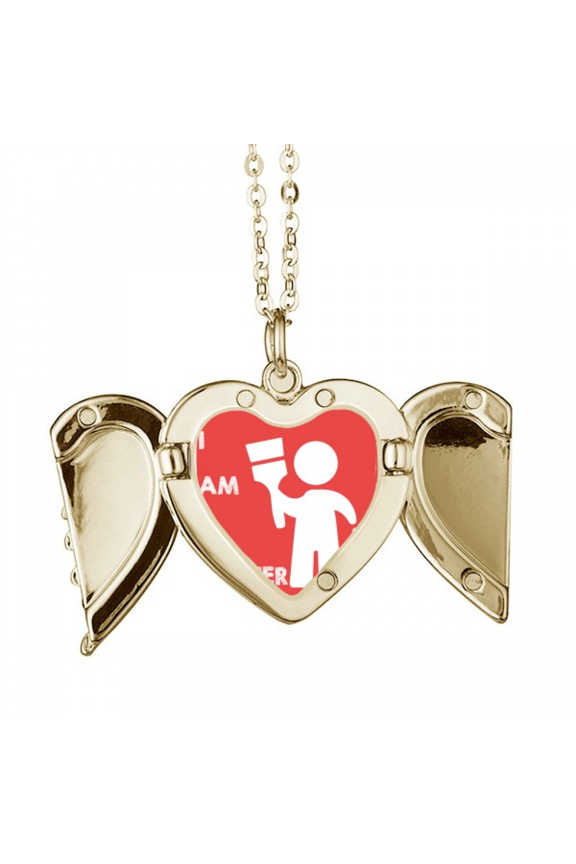 Paint Painter Painting Job Folded Wings Peach Heart Pendant Necklace