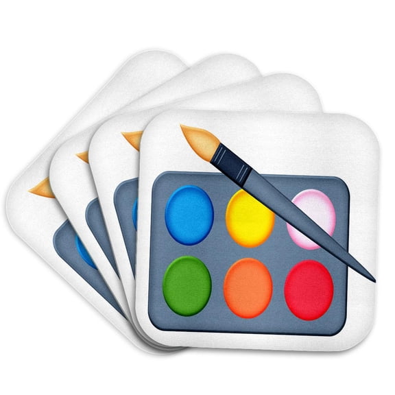 3drose, Paint Pallet and Brush Illustration, Set of 4 Coasters - Soft