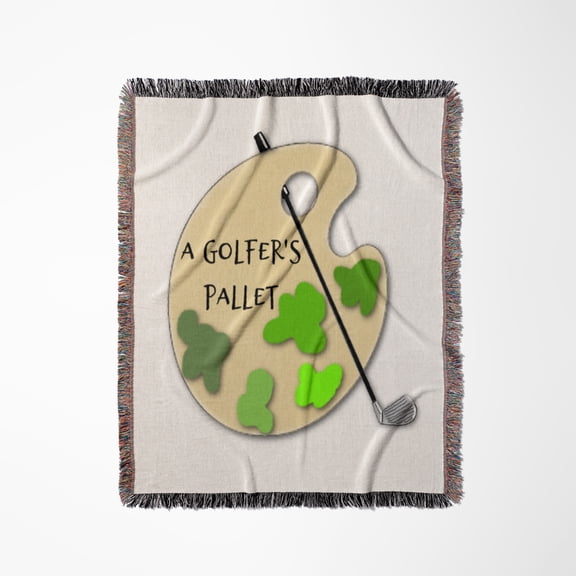 Paint Pallet With Golf Club And Text, Woven Blanket
