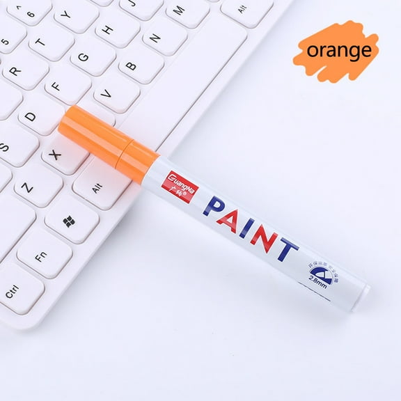 Paint Pen Marker Permanent Oil Based, QQZ Quick Dry Multi Surface Art Pen, 1ml Round Tip for Ceramic Tire Metal Wood Plastic Sketching, Orange