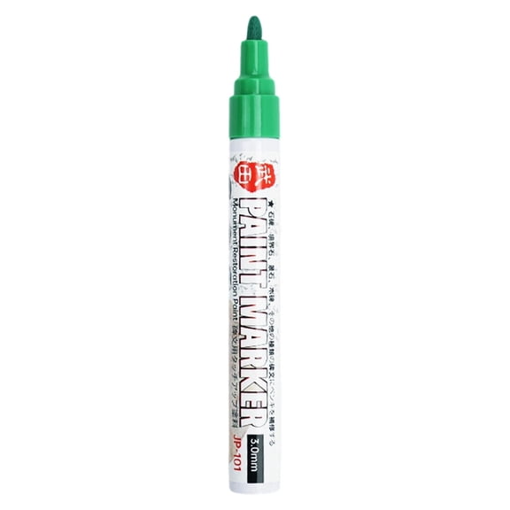 Paint Pen for Stone, Oimcto Weatherproof Outdoor Marker with Fine Tip, UV & Rain Resistant, Fade-Resistant Paint for Writing on Rock, Gravestone, Memorial and Outdoor Signs, Round Tip, Green