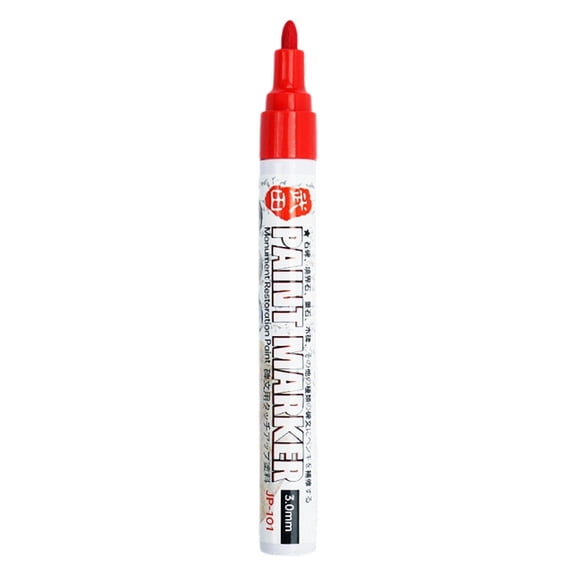 Paint Pen for Stone, Oimcto Weatherproof Outdoor Marker with Fine Tip, UV & Rain Resistant, Fade-Resistant Paint for Writing on Rock, Gravestone, Memorial and Outdoor Signs, Round Tip, Red