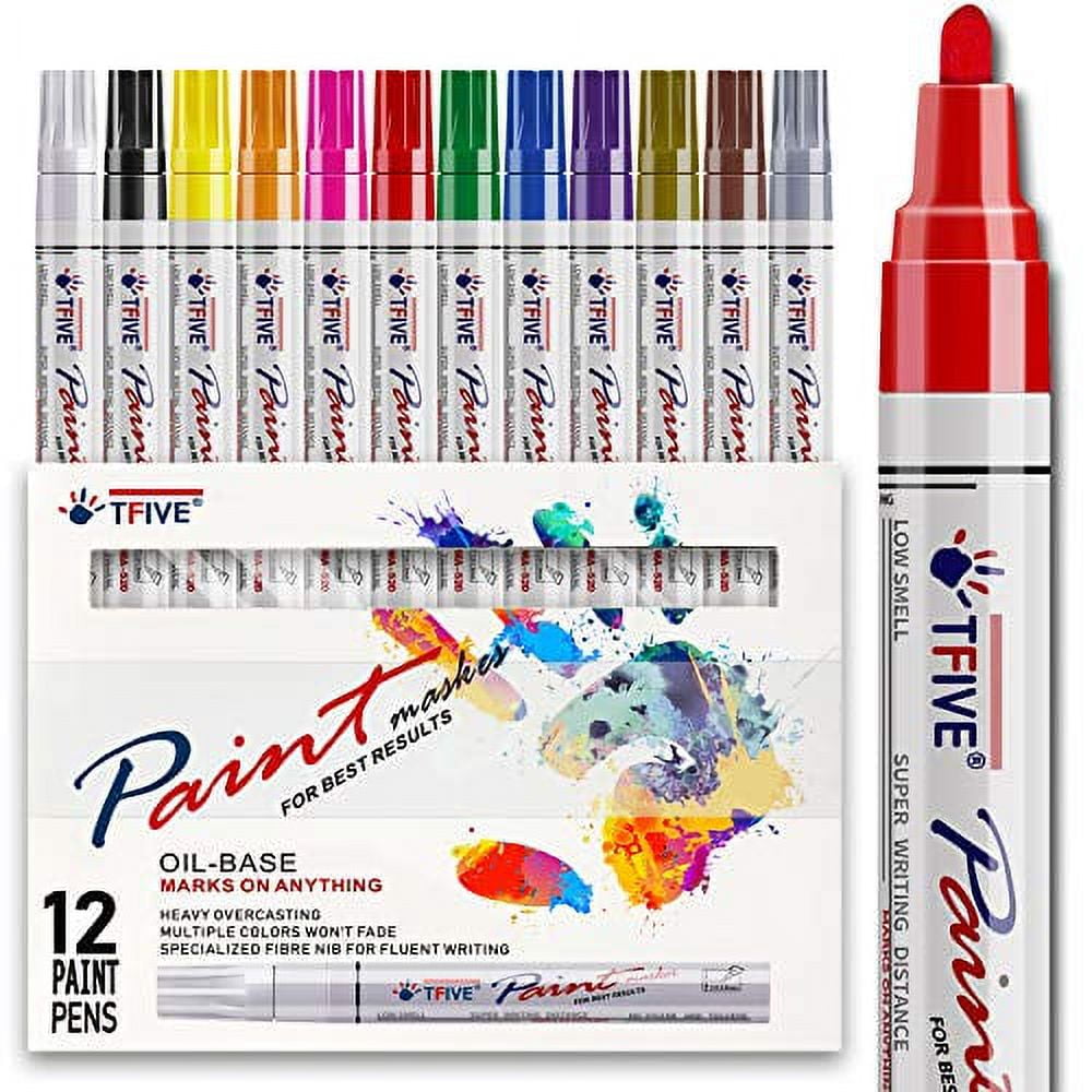UltraColor Hard Tip Brush Markers Pens, 12-Pack Water-Proof and Fade-Proof