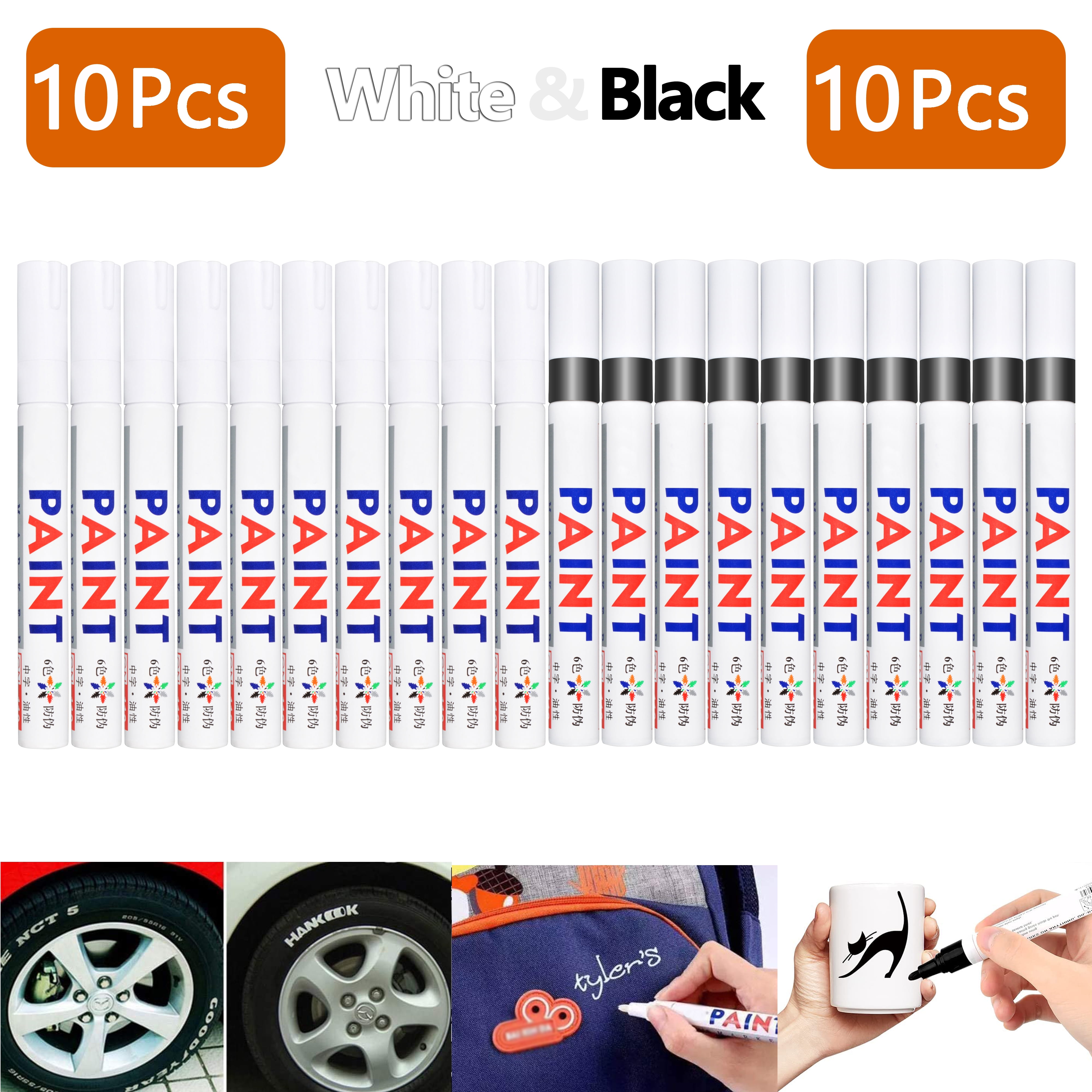5pcs Waterproof Fine Tip Drawing Graffiti Marker Pens In White Color.  Suitable For Tire, Wood, Paper And Other Materials
