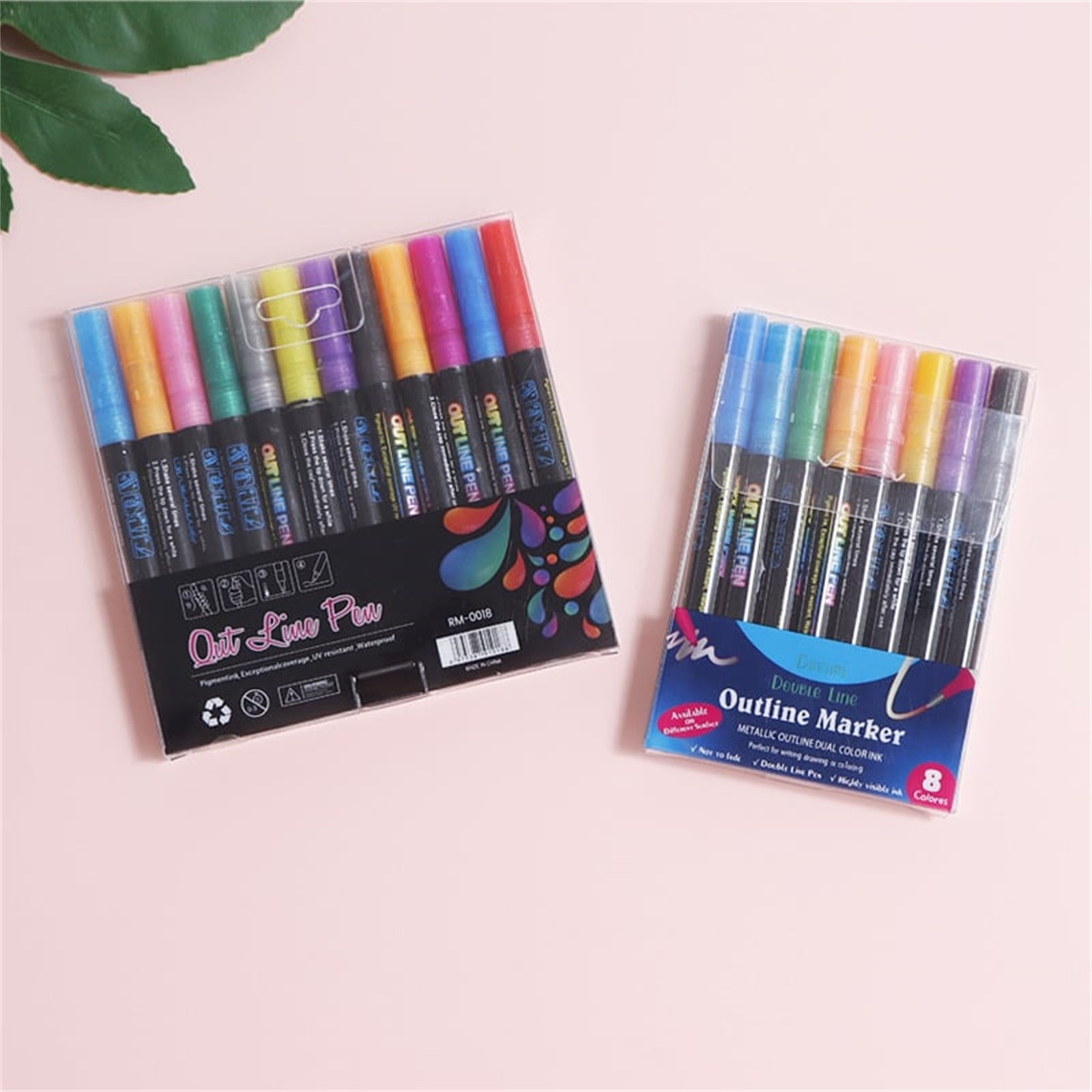 Paint Pens Watercolor Brush Pens Art Markers Double Line Pen Color Hand Account Pen Dream Metal Pen Hand-painted 24 Color Highlighter Marker Pen 2ml for Painting