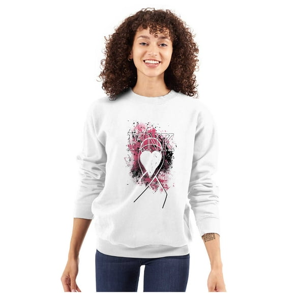 Paint Pink Ribbon Breast Cancer Aware Women Plus Size Crewneck Sweatshirt Brisco Brands 3X