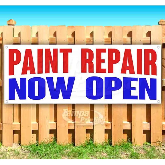 Paint Repair Now Open 13 oz Vinyl Banner With Metal Grommets