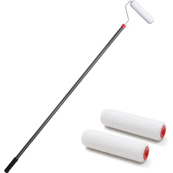 Paint Roller, 4 FT Paint Roller Extension Poles Paint Roller kit with Brush Stainless Steel Poles Splicing Rod House Mural Brush for Walls and Ceiling