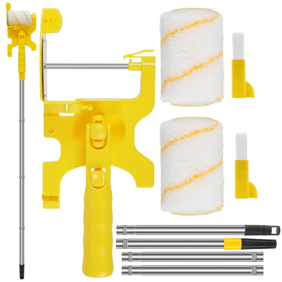 Paint Roller Edger Brush Trimming Tool Ceiling Interior Painting Supplies With Extension Pole (yellow )