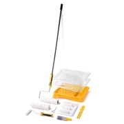 Paint Roller Kit with Extension Pole - 9 Inch Paint Roller with Tray, Mini Paint Roller 4 inch, Small Paint Brush, 16 Piece Complete Painting Tool Set Suitable for House & Wall Painting