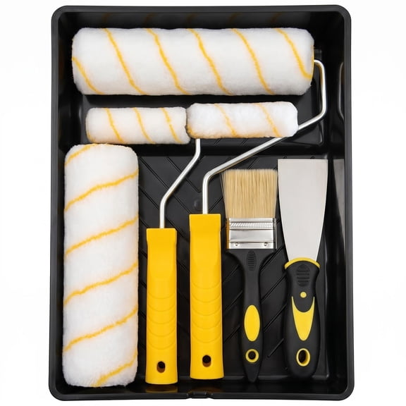 Paint Roller Kit, Roller & Brush,9 Piece Set, Roller Paint Brush for Painting Walls, Washable, Reusable, Easy to Clean, Superior Absorbency.