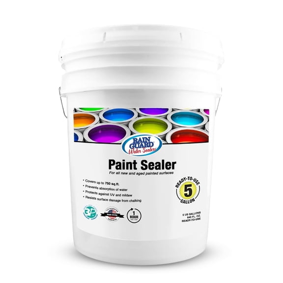Rain Guard Water Sealers SP-9005 Paint Sealer 5 Gallon - Clear Semi-Satin Finish - Water Repellent Protection For All Painted Surfaces - Water-Based Silane/Siloxane Acrylic