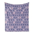 thumbnail image 1 of Paint Soft Flannel Fleece Throw Blanket, Paintbrush Blow Violet Hues Small Circular Pattern Modern and Rounded, Cozy Plush for Indoor and Outdoor Use, 70" x 90", Dark Ceil Blue Lilac, by Ambesonne, 1 of 5