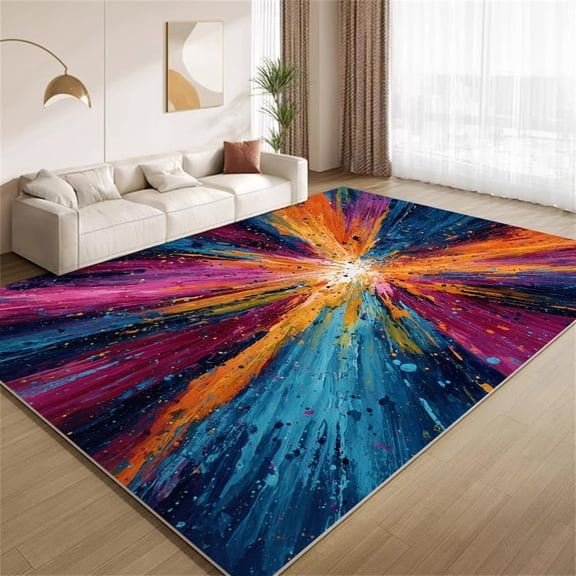 Paint Splash Area Rugs, Colorful Explosion Line Texture Carpet, Washable Non Slip Low Pile Soft Rug for Living Room Bedroom Study Decor Mat 2ftx3ft