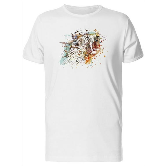 Paint Splash Leopard Roar T-Shirt Men -Image by Shutterstock, Male 3X-Large