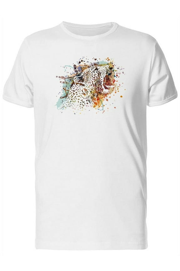 Paint Splash Leopard Roar T-Shirt Men -Image by Shutterstock, Male Small